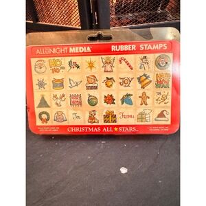 NOS All Night Media Christmas Rubber Stamps Vintage‎ Holiday Crafting Fun